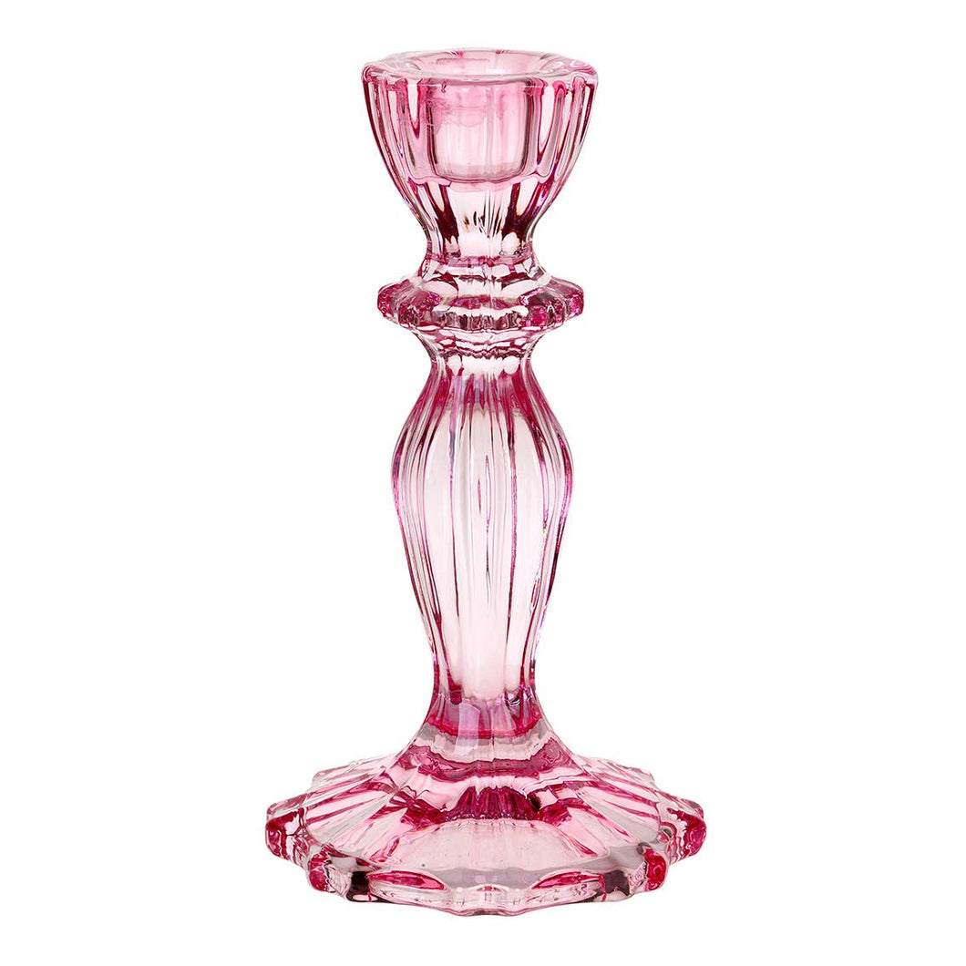 Hot Pink Glass | Candlestick Holder | Valentine's Day Décor