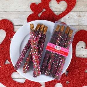 Chocolate Covered Pretzel Rods-Valentine (4 pretzels)