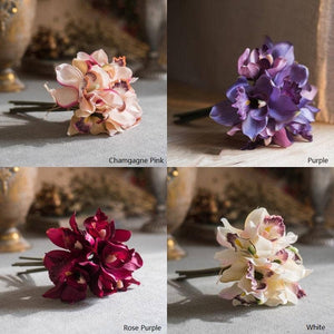 Rustic Reach - Artificial Orchid Bouquet Small Cymbidium Orchid in Various