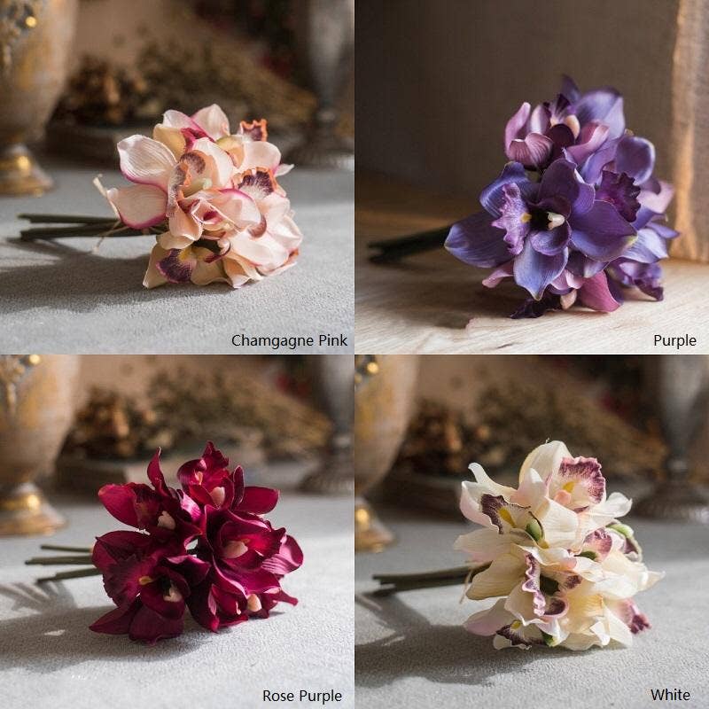 Rustic Reach - Artificial Orchid Bouquet Small Cymbidium Orchid in Various