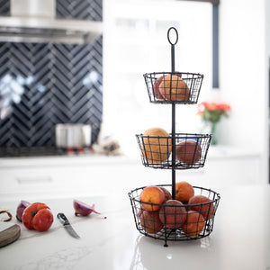 Foreside Home & Garden - 3-Tiered Baskets Black