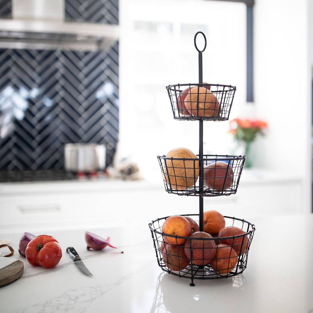 Foreside Home & Garden - 3-Tiered Baskets Black