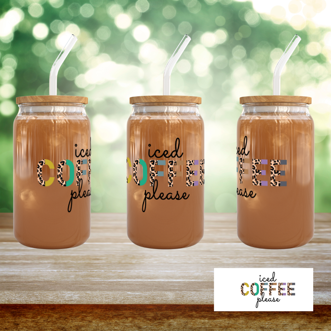 Small Biz Shipping Co - Iced Coffee Please Leopard - UV DTF Decal
