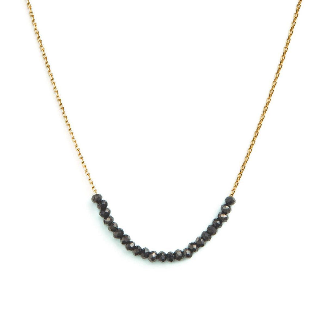 Black | Delicate Crystal Accented Necklace | Splendid Iris