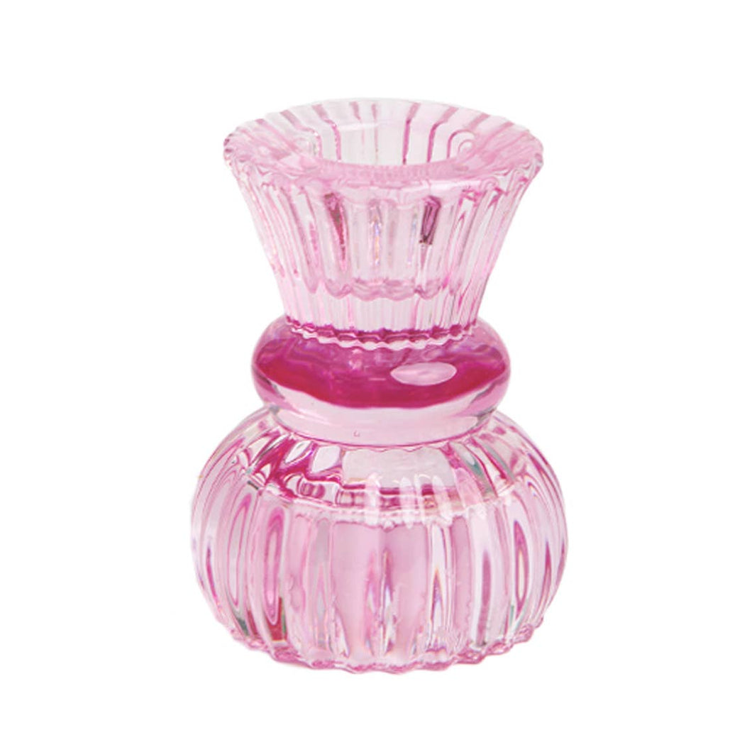 Small Hot Pink Glass | Candle Holder | Valentine's Day Gift